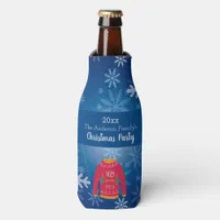 Christmas ugly sweater red blue snowflakes name bottle cooler