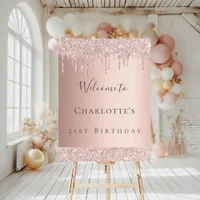 Birthday rose gold pink drips welcome foam board