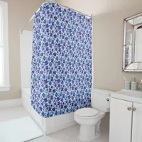 Watercolor Style Pansies Purple Blue Floral Print Shower Curtain