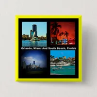Orlando, Miami, South Beach Collage Pinback Button
