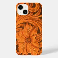 Faux Floral Tooled Leather Horse Saddle Case-Mate iPhone 14 Case