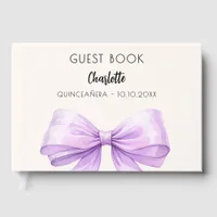 Lavender beige cream bow Quinceanera Guest Book