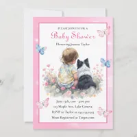 A Baby Girl and her Aussie Dog Baby Shower  Invitation