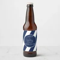 Elegant Nautical Striped Wedding -Navy Blue, White Beer Bottle Label