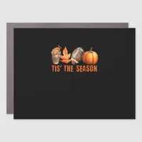 Tis The Season Pumpkin Leaf Latte Fall Thanksgivin Car Magnet