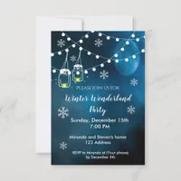 Winter wonderland party invitation night blue moon