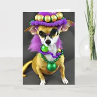 Ready to Party?  Mardi Gras Chihuahua Card