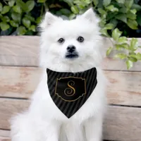 Elegant, Sophisticated Striped Monogram  Pet Bandana Collar