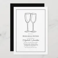 Minimalist Black & White Wedding Rehearsal Dinner Invitation