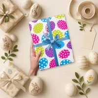 Vibrant White Polka Dot Egg Easter Wrapping Paper