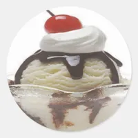 Chocolate Ice Cream Sundae Classic Round Sticker