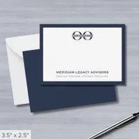 Corporate Logo Navy Blue Border Note Card