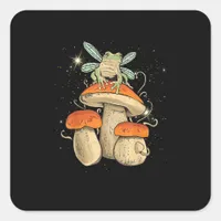 Cute Cottagecore Aesthetic Mushroom Frog Goblincor Square Sticker