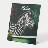 Zebra in a Bathtub Relax Pedestal Sign