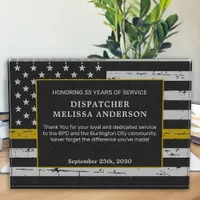 Dispatcher Retirement Custom Years Thin Gold Line  Acrylic Award