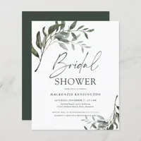BUDGET Chic Eucalyptus Bridal Shower Invitation