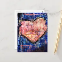 Pink Heart Mixed Media Collage Postcard