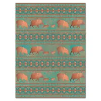 Southwest Cute Javelina Family Copper Teal Tissue Paper