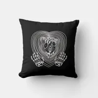 Crying Heart In White Skeleton Hands Hearts Modern Throw Pillow
