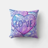 Mandala Heart LOVE Throw Pillow