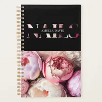 Nail Artist Salon Floral Black Pink Manicurist  Planner