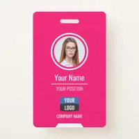 Custom Employee Photo, Bar Code, Logo, Name Badge