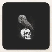 Crow, F-Caw-F Funny Bird Moon Gothic Adult Humor C Square Paper Coaster