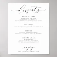 Wedding Desserts Menu Sign Elegant Luxury Script