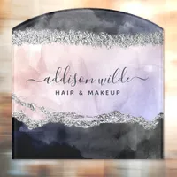 Signature Script Watercolor Purple Black Silver Door Sign