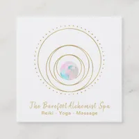 *~*  Geometric Boho Mandala  Gold Sacred Geometry Square Business Card