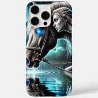 Cowgirl and Horse Sharing a Moonlit Moment iPhone 16 Pro Max Case