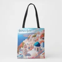 Illustration of Santorini Island | Travel Art Tote Bag