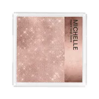 Glitter and Shine Name Rose Gold ID673 Acrylic Tray