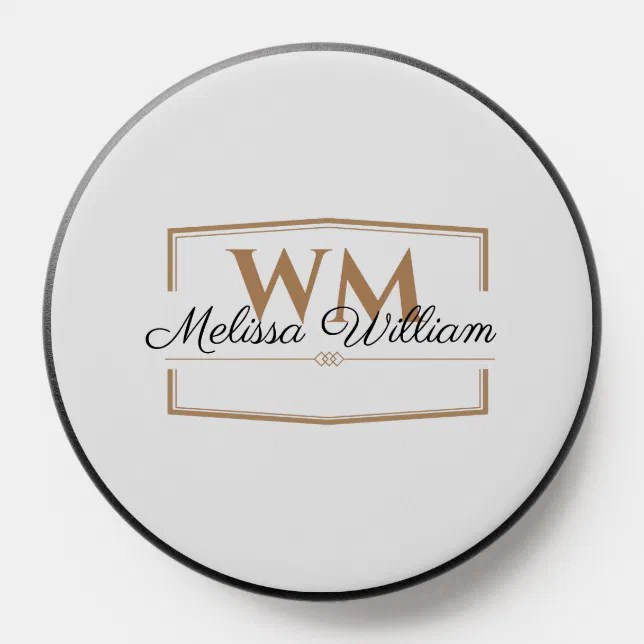 Silver Gold Monogram Name Script PopSocket