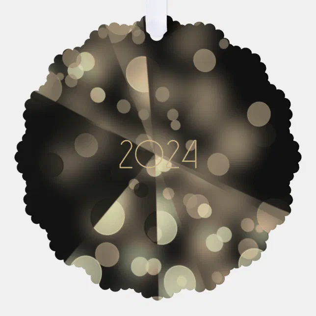 2024 new year with golden bubbles ornament card