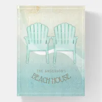 Beach House Adirondack Chairs Aqua Blue ID623 Paperweight