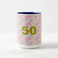 50 Years and Confetti Two-Tone Coffee Mug