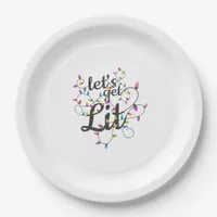 Let's Get Lit Christmas Top Casual Christmas Light Paper Plates