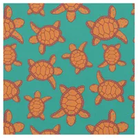 Hawaiian Sea Turtles Orange and Blue Patterned Fabric