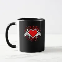 Funny Skeleton Hand Heart Valentines Day Playful Mug
