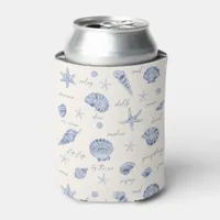 Shells Starfish Sun Fun Text Blue ID918  Can Cooler