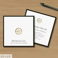 Elegant Logo Black Border Square Business Card