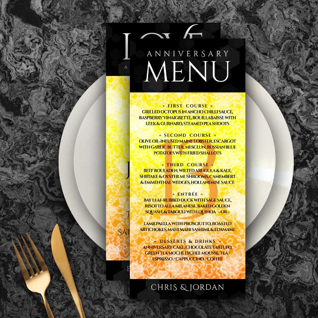 Elegant 13th Citrine Wedding Anniversary Menu