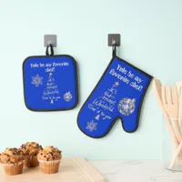 Yule be my Favorite Chef blue/silver Christmas | Oven Mitt & Pot Holder Set