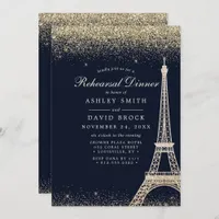 Paris Eiffel Tower Gold Sparkle Rehearsal Invitation