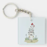 Hand drawn Mushroom castle Keychain