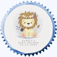 Boho Lion Tribal Watercolor Baby Shower Edible Frosting Rounds