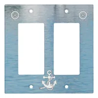 Lightswitch (dbl) - Sea Water with Helms/Anchor Light Switch Cover