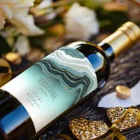 Crystal Agate Wedding Welcome Teal ID825 Wine Label