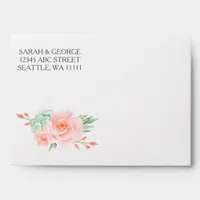 Watercolor Succulent Blush Floral Elegant Wedding Envelope